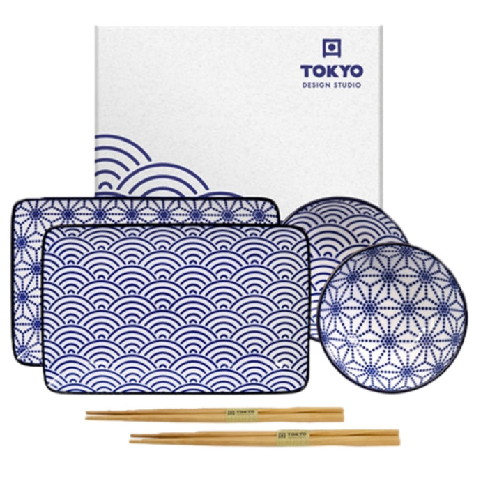 Nippon Blue, Giftset Sushi Plate Star & Wave - B915330