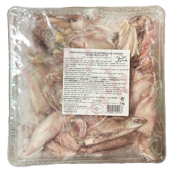 FROZEN WHOLE CALIFORNIA SQUID SIZE=10-15cm 1kg