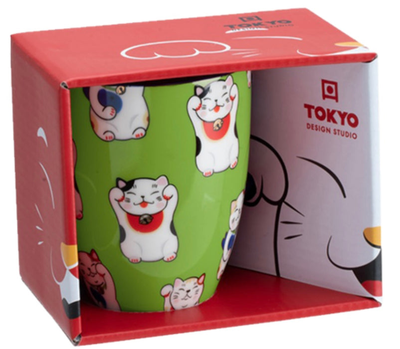 Kawaii Mug, Lucky Cat Green Giftbox 380ml - B917729