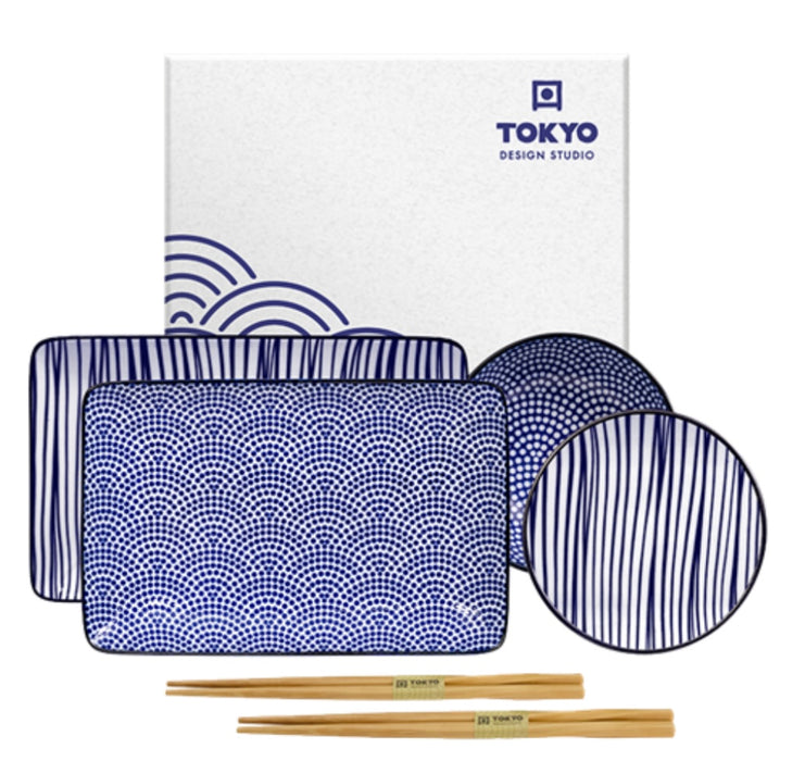 Nippon Blue, Giftbox Sushi Plate w Chop - B917991