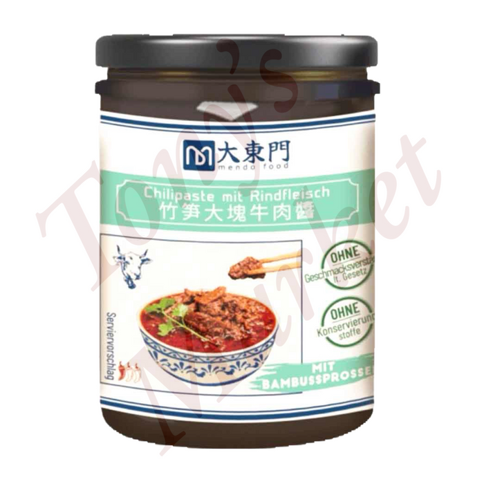 MenDon Food Chilipaste mit Rindfleisch Bambussprossed 190g（竹笋大块牛肉酱）