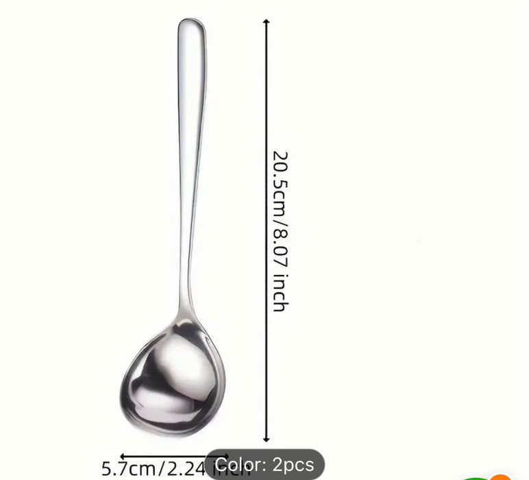 2-Piece Durable Stainless Steel Serving Spoons With Long Handles - Perfect For Soup, Porridge & Hot Pot