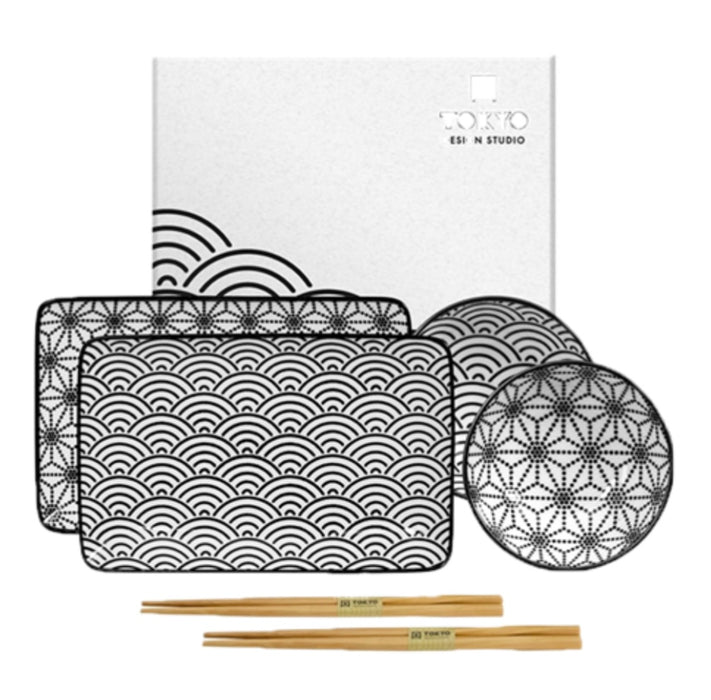 Nippon Black, Giftset Sushi Plate Star & Wave - B915150