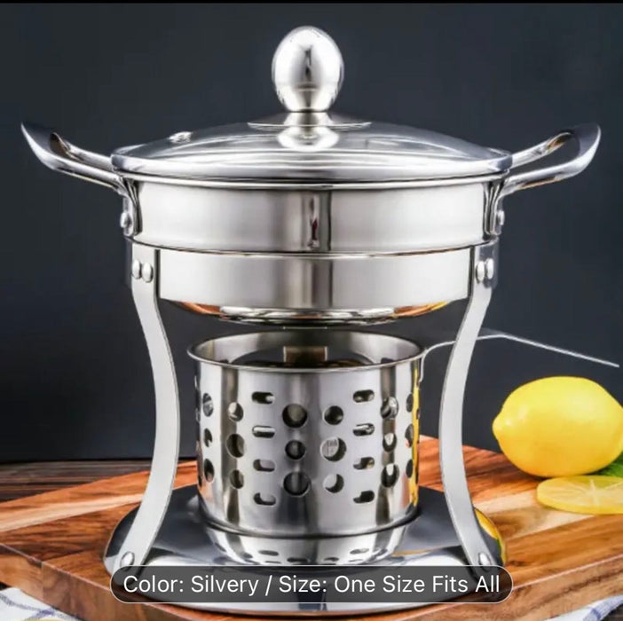 Stainless Steel Single-Person Hot Pot - Perfect For Alcohol Stoves, Thickened Design For Durability