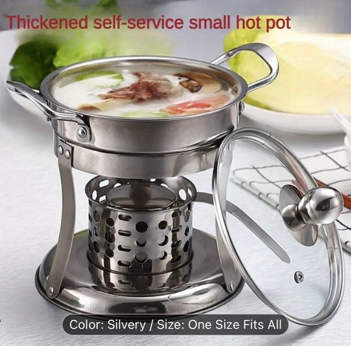 Stainless Steel Single-Person Hot Pot - Perfect For Alcohol Stoves, Thickened Design For Durability