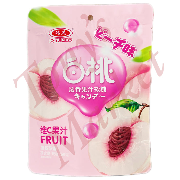 HONG MAO - Peach Gummy 68g 鸿茂白桃 浓香果汁软糖