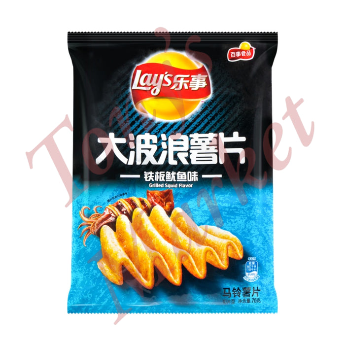 Lay’s Potato Chips Wave Grilled Squid Flavour 乐事 大波浪薯片 炭烤鱿鱼味70g