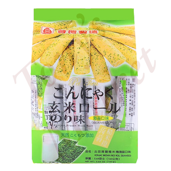 Pei Tien Konjac Brown Rice Roll Seaweed Flavor 160g（北田糙米卷 海苔口味）