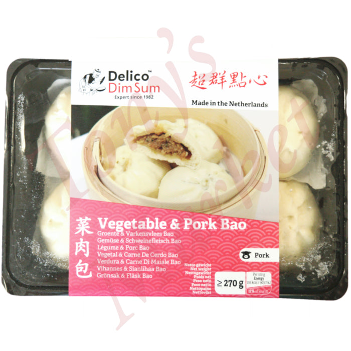 Delico Dim Sum - Vegetable & Pork Bao 6 Pieces 超群点心 菜肉包 270g