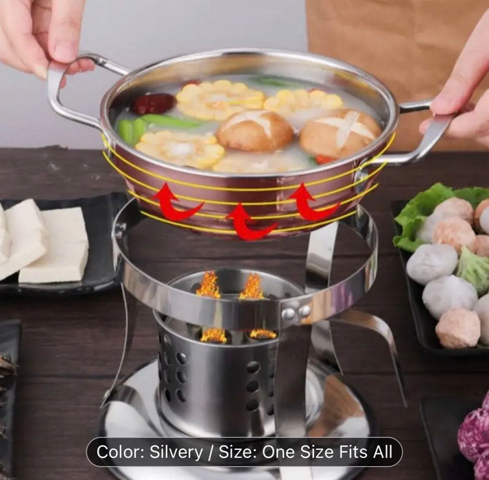 Stainless Steel Single-Person Hot Pot - Perfect For Alcohol Stoves, Thickened Design For Durability