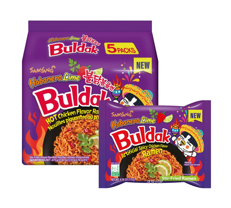 SAMYANG Habanero Lime Buldak Spicy Chicken Flavour Ramen 135g x 5 Packs