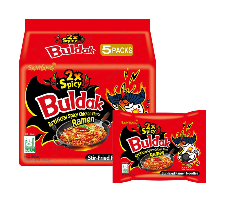 SAMYANG 2x Spicy Buldak Spicy Chicken Flavour Ramen 140g x 5 Packs