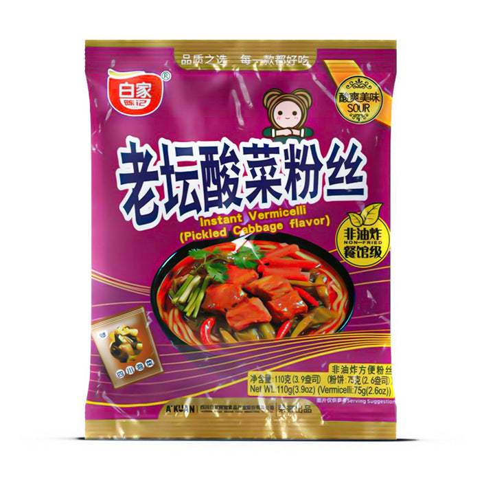 BAIJIA Instant Vermicelli Pickled Cabbage Flavor 110g (白家 老坛酸菜粉丝）