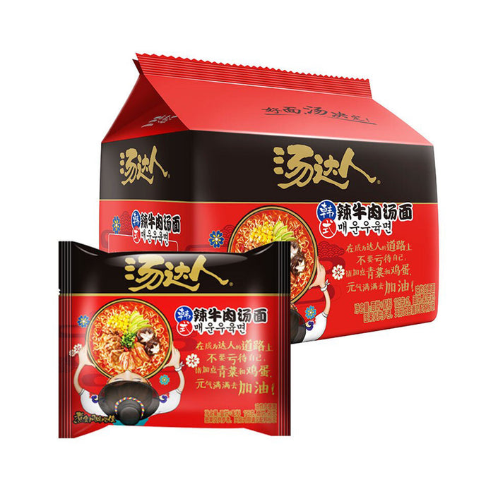 TangDaRen Korean Style Spicy Beef Stew Noodles 125g x 5 Packs （汤达人 韩式辣牛肉汤面）