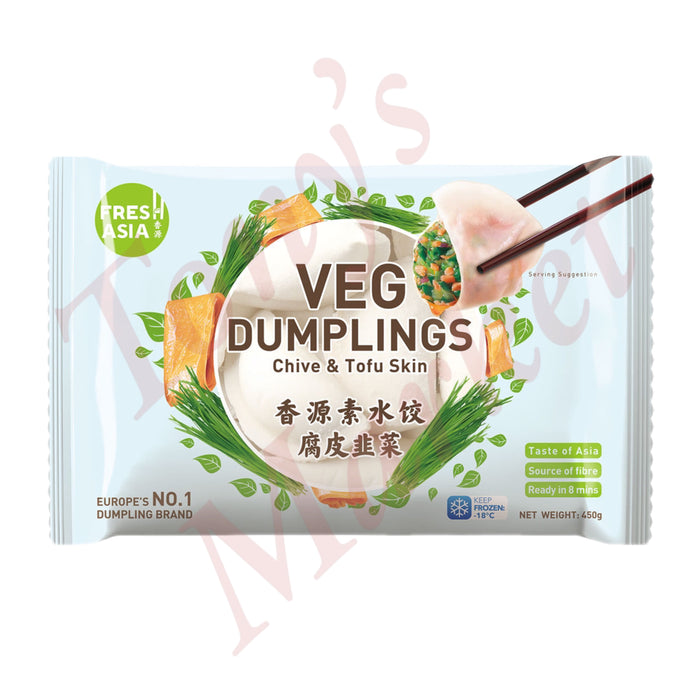 FRESH ASIA - Veg Dumplings Chive & Tofu Skin (香源 素水腐皮韭菜）450g