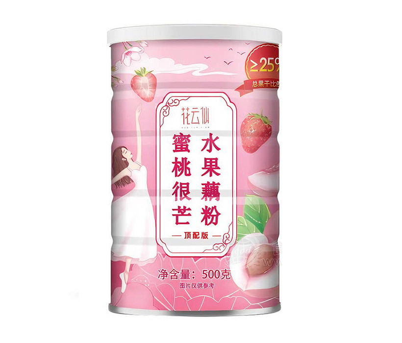 HuaYunXian Lotus Root Powder With Fruit (花云仙 蜜桃好忙水果藕粉) 500g