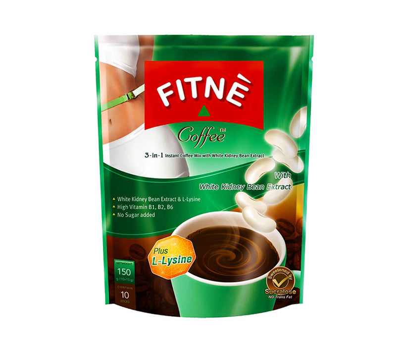 FITNE Coffee White Kidney Bean Extract & L-Lysine 150g (10 Packs x 15g)